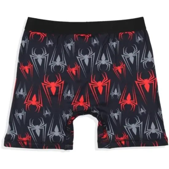 Marvel Mens' 2 Pack Spider-Man Spidey Boxers Underwear Boxer Briefs Black image {2}