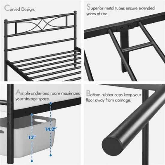 Yaheetech Simple Metal Bed Frame with Curved Design Headboard and Footboard image {3}