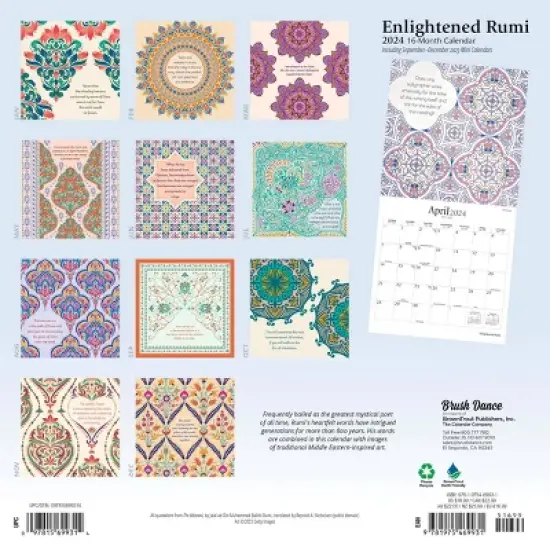 Brush Dance 2024 Wall Calendar 12"x12" Enlightened Rumi image {1}