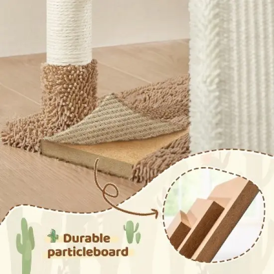 Yaheetech 42&Prime; Height Cactus Cat Tree with Platform, Condo, Basket, Scratching Posts, Board & Hanging Ball image {5}