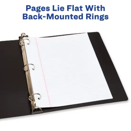 Avery 1" Hanging Storage Flexible 3 Ring Binders, Round Rings, 175-Sheet Capacity, Black, 4 Pack (17708) image {4}
