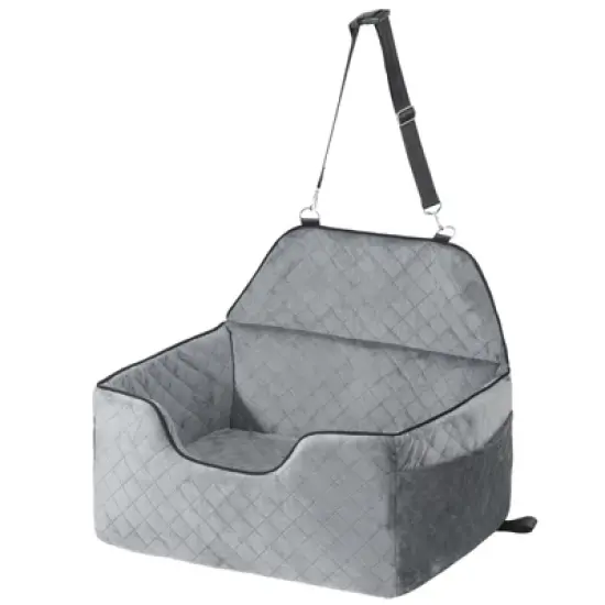 VEVOR Dog Car Seat, Dog Booster Seat for Car with A Storage Pocket, Pet Car Seat with Clip-On Safety Leash, Sponge Filling, Dog Car Bed image {8}