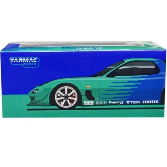 Mazda RX-7 FD3S RHD (Right Hand Drive) Green and Blue "Falken" Livery "Global64" Series 1/64 Diecast Model Car by Tarmac Works image {2}
