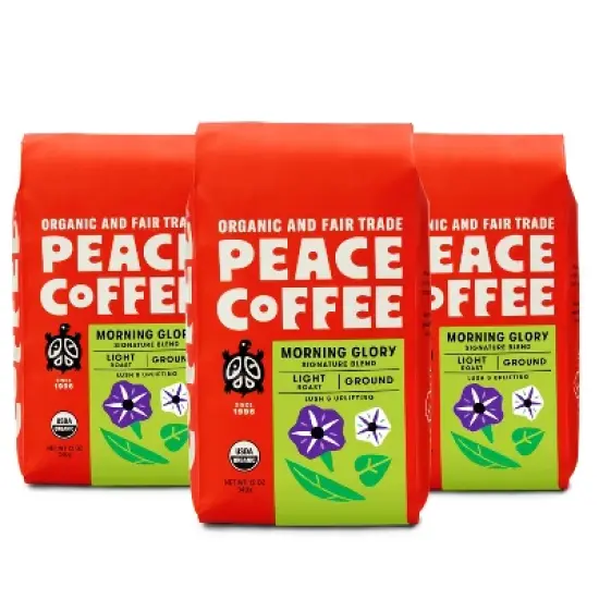Peace Coffee Morning Glory Light Roast Ground Coffee - 36oz/3ct image {4}