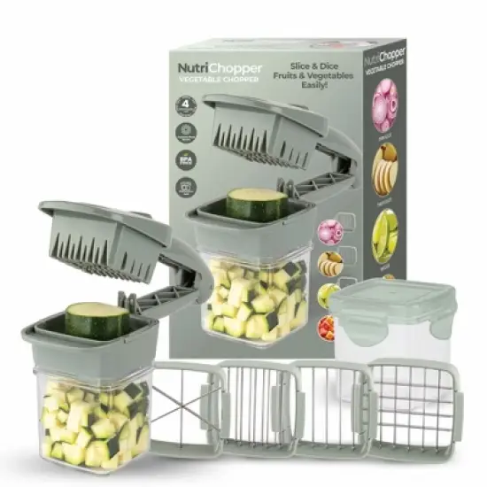 NutriChopper Handheld Vegetable and Fruit Chopper with 4 Stainless Steel Blades & Catch Container image {14}