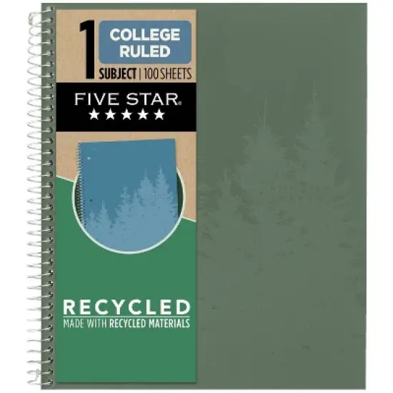 Five Star 100g College Ruled Notebook 11"x9.75" Olympic Green: Spiral, Single Subject, 100 Pages, 3 Hole Punched image {6}