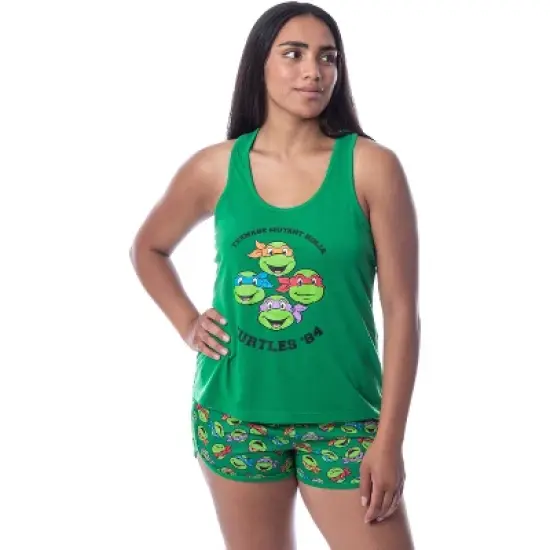 Nickelodeon Teenage Mutant Ninja Turtles Womens' 84 Tank Pajama Short Set Green image {5}