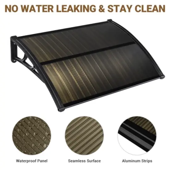 Yescom 39"X29" Window Awning Door Canopy Polycarbonate Anti-UV30+ Cover Outdoor Rain Snow Protection Patio White Board image {2}