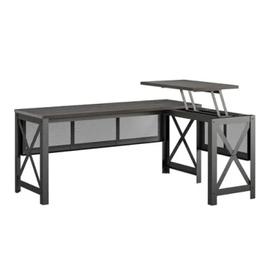 Haskell L Desk with Lift Top Walnut - Room & Joy image {5}