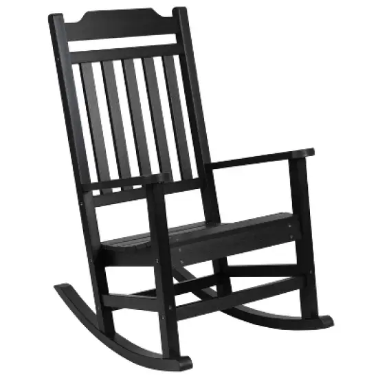 Emma and Oliver All-Weather Rocking Chair in Faux Wood - Patio and Backyard Furniture image {12}
