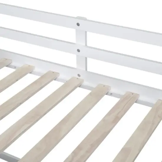 Twin Size Low Loft Bed with Rolling Desk, Shelves and Drawers - ModernLuxe image {11}