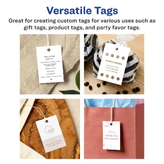 Avery Printable Matte White Tags with Strings, 2" x 3" Rectangle image {1}