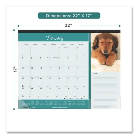 Pets Collection Monthly Desk Pad, Puppies Photography, 22 x 17, Black Binding, Clear Corners, 12-Month (Jan to Dec): 2026 image {1}