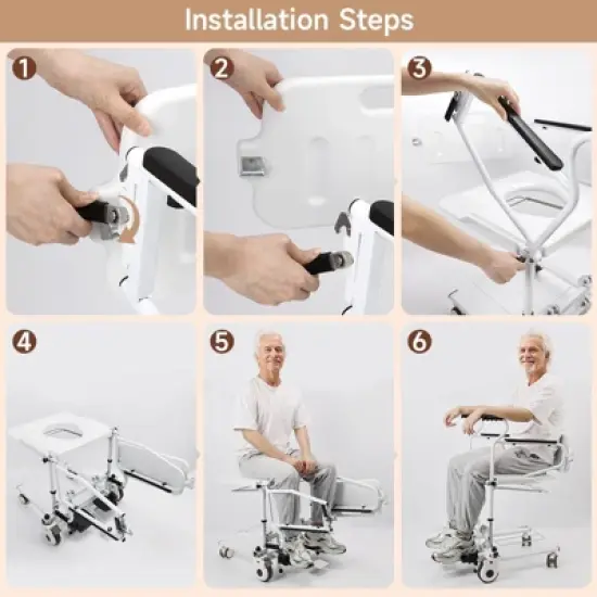 Topteng Patient Transfer Lift Chair, Removable Split Type Wheelchair image {9}