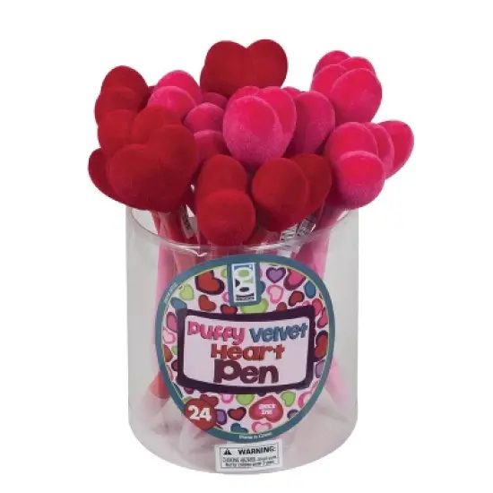 Geddes Puffy Velvet Heart Pens - 24 per tub image {1}