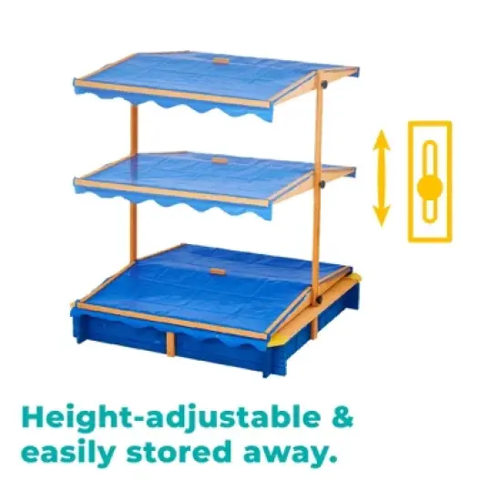 Teamson Kids Garden Outdoor Summer Children's Sand Box Wood / Blue TK-KF0003 image {3}