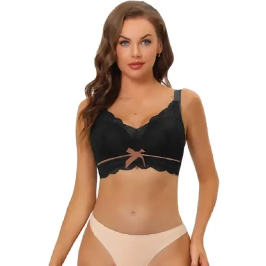 Allegra K Women's Wirefree Lace Padded Adjustable Straps Full Coverage Minimizer Bra image {6}