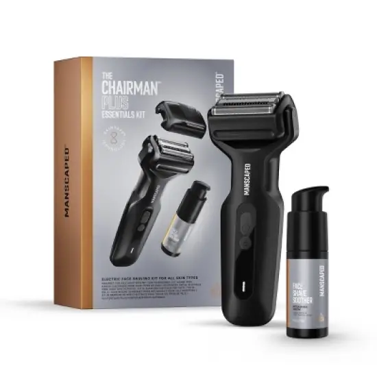 Manscaped The Chairman Plus Essentials Kit, Electric Foil Face Shaver and SkinSafe Precision Trimmer with Soothing Aftershave Serum image {12}