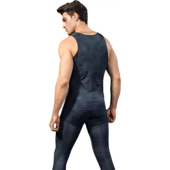 Anna-Kaci Active Men's Sleeveless Compression Tank Top with Textured Fabric and Scoop Neckline image {5}