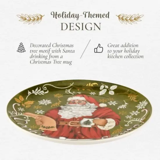 Spode Christmas Tree Plate and Bottle Set (2-Piece) - 8.5" Porcelain "Cookies for Santa" Plate & 10 Oz, Dishwasher Safe Festive Seasonal Gift Set image {2}