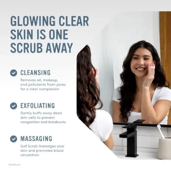 Sud Scrub&reg; Antimicrobial Silicone Face Scrubber, Gentle Face Exfoliator For Sensitive Skin, Facial Cleansing Brush For Acne image {2}