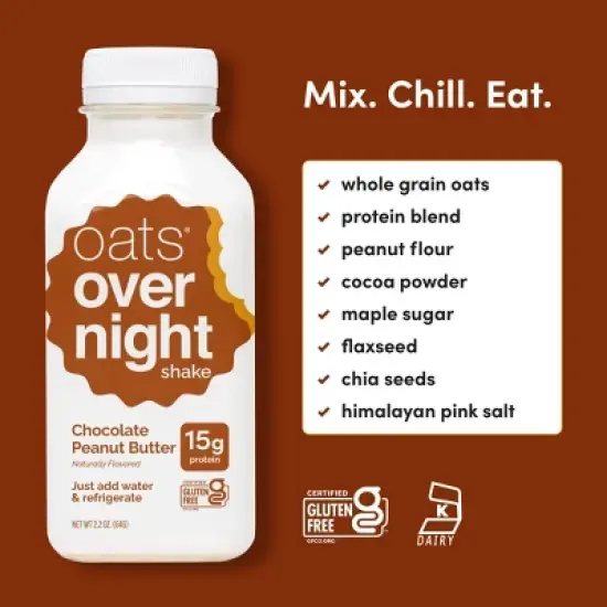 Oats Overnight Chocolate Peanut Butter Breakfast Shake - 8.8oz/4ct image {4}