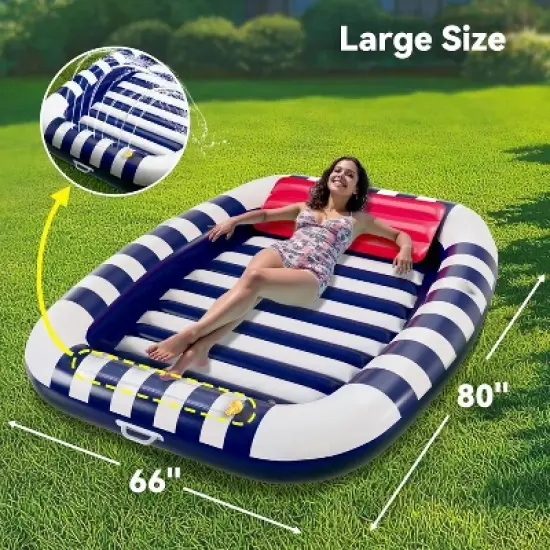 iPlay, iLearn Pool Wave Inflatable Pool Lounger Floats W/Water Sprinkle image {2}