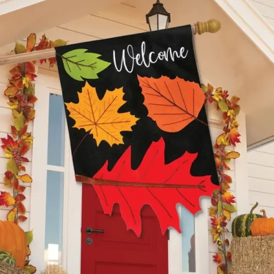 Falling Leaves Burlap House Flag 40" x 28" Briarwood Lane image {2}
