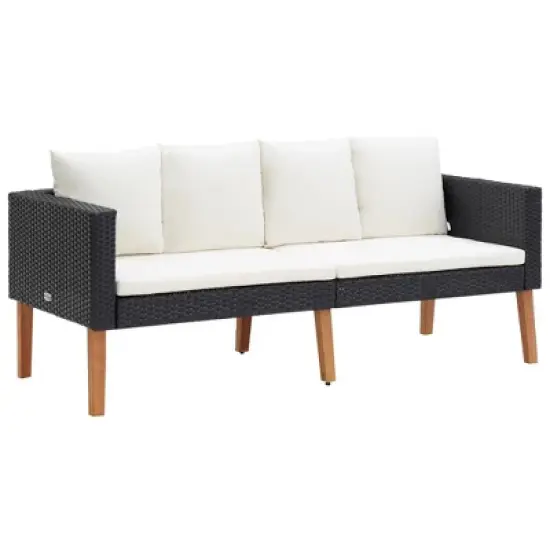 vidaXL Garden Sofa Black, Cream White image {7}
