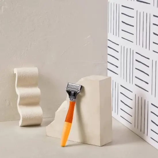 Harry's Truman Shaving Kit for Men with Razor Handle, 3 Cartridges, and Shave Gel - Orange image {6}