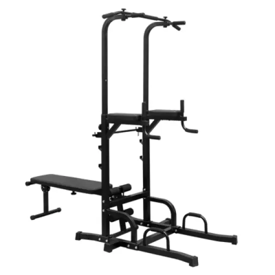 NAYSAYE Exercise Trainer Power Tower with Bench Pull Up and Dip Station for Home Gym, Black, 44.88"*47.24"*90.55" image {5}