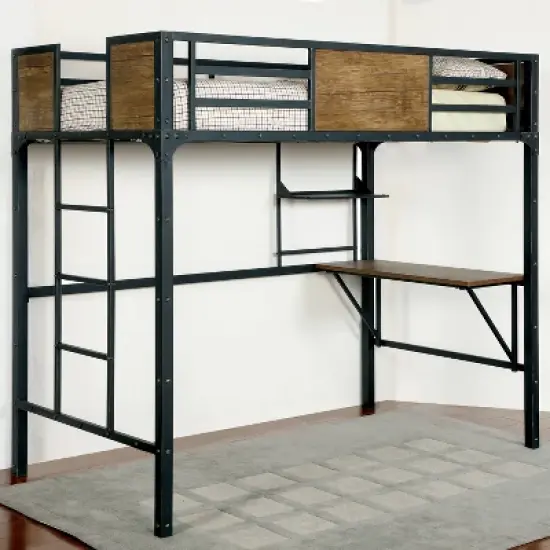 Twin Navii Industrial Loft Bed Black - HOMES: Inside + Out image {1}
