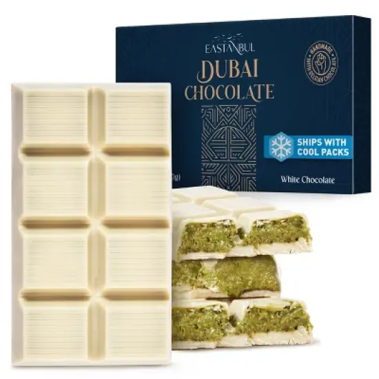 Eastanbul Dubai White Chocolate Bar Pistachio, Viral Candy, Knafeh, 7oz image {9}