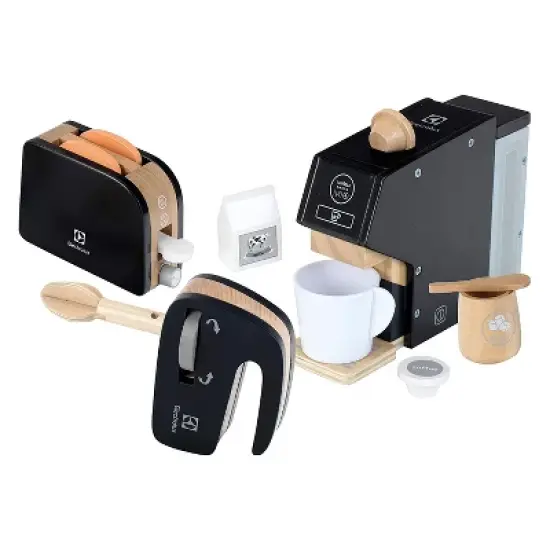 Theo Klein Play Kitchen Accessory Kit with Blender, Toaster, & Coffee Maker, Black and Theo Klein Miele Children's Wooden Kitchen Food Prep Playset image {1}