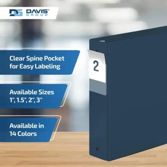 Premium Economy 2" Round Ring Binder 6pk Navy Blue: Davis Group, Hard Cover, 400 Sheet Capacity, 2 Pockets, Polypropylene image {4}