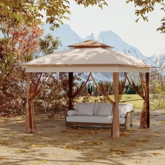 Outdoor Canopy Tent With Mosquito Netting, Pop Up Instant Gazebo Waterproof With Portable Carrying Bag, Outdoor Gazebo Tent for Backyard image {9}