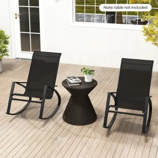 Tangkula 4 PCS Patio Rocking Chairs w/ Ergonomic Backrest Seat Safe Stoppers for Backyard image {1}