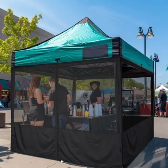 InstaHibit  16 Pcs 10 ft Pop Up Canopy Tent Half Mesh Sidewall with Window Party Canopy image {1}