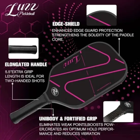 Luzz Pickleball ZZ Attack Paddle Fully Encased Carbon Fiber T700 Exceptional Spin & Power USAPA Approved Pickleball Racket for &lrm;Professional Players image {4}