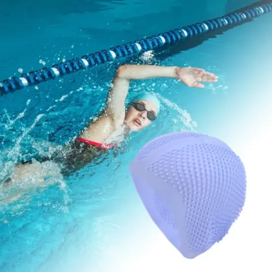 Unique Bargains Silicone Waterproof Embossed Dot Swim Cap 1 Pc image {1}