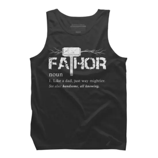 Men's Design By Humans Viking Mightier Hero Fa-Thor Dad By EijhaBuddha Tank Top image {3}