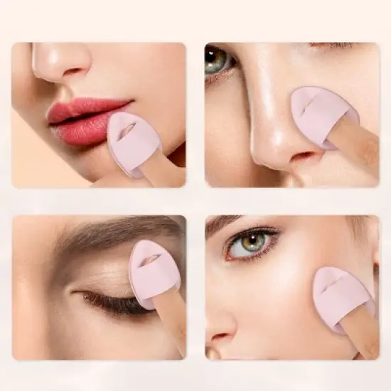 Unique Bargains Fingertip Powder Puff Beauty Makeup Tools Multicolored 10 Pcs image {4}