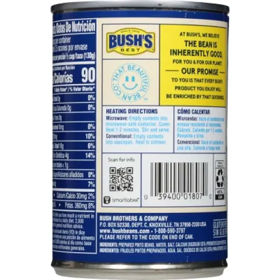 Bush's Reduced Sodium Pinto Beans - 16oz image {8}