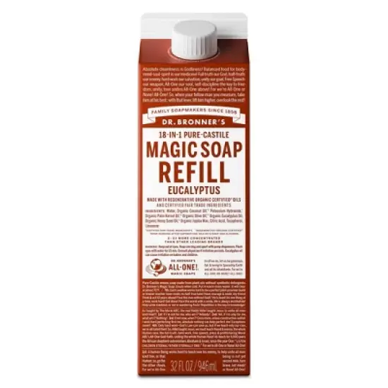 Dr. Bronner's Pure Castile Liquid Soap Bodywash Refill Carton - Eucalyptus - 32 fl oz image {8}