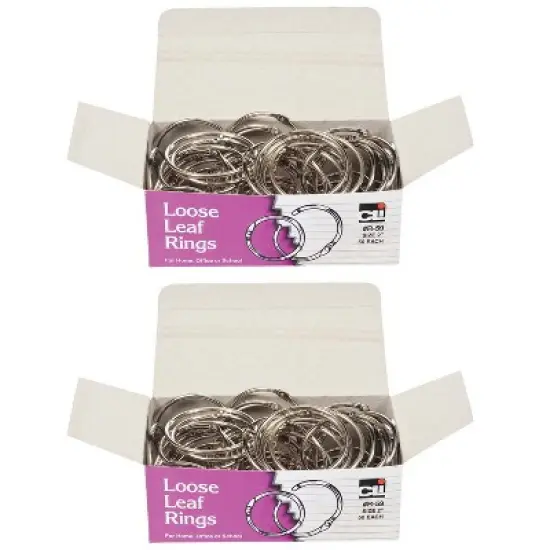 Charles Leonard Loose Leaf Rings with Snap Closure, Nickel Plated, 2 Inch Diameter, 50 Per Box, 2 Boxes image {2}