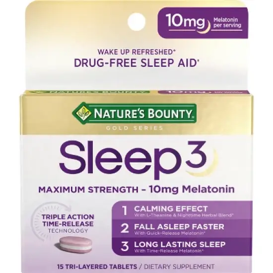 Nature's Bounty Sleep3 Time Released 10mg Melatonin Tablets - 15ct image {5}