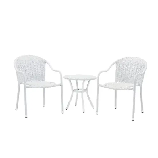 Palm Harbor 3pc Outdoor Wicker Seating Set - White - Crosley image {2}