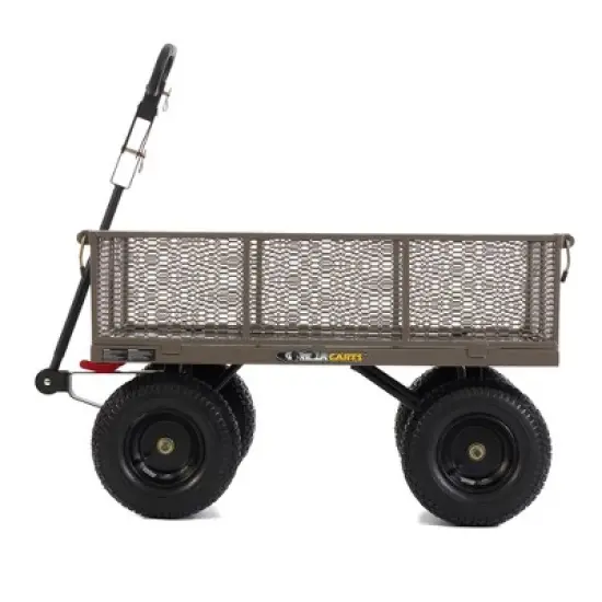 Gorilla Cart GORMP-12 5 Cubic Feet 1200 Pound Capacity Heavy Duty Durable Steel Multi Use Quick Dump Wagon Utility Cart w/ 2 In 1 Towing Handle, Gray image {2}