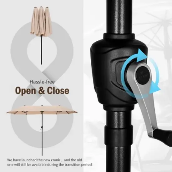 Captiva Designs 8pc Patio Slat-top Rectangle Steel Table & Metal Stackable Chairs & 13ft Large Umbrella image {13}