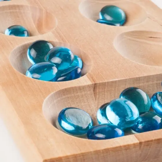 Toy Time Wooden Kids' Folding Mancala Game With 48 Crystal Pieces - Blue image {2}